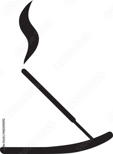 Incense stick silhouette vector illustration, aromatic and spiritual design, EPS format ready.