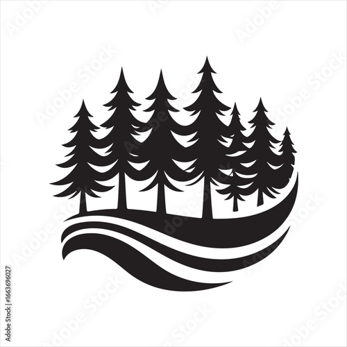 trees group vector silhouette clip art logo design illustration
