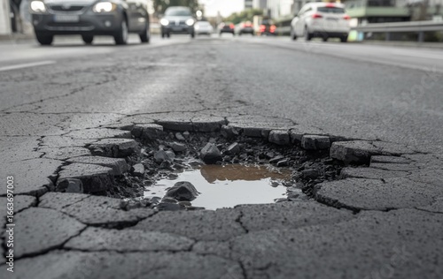 pothole in the middle of the street