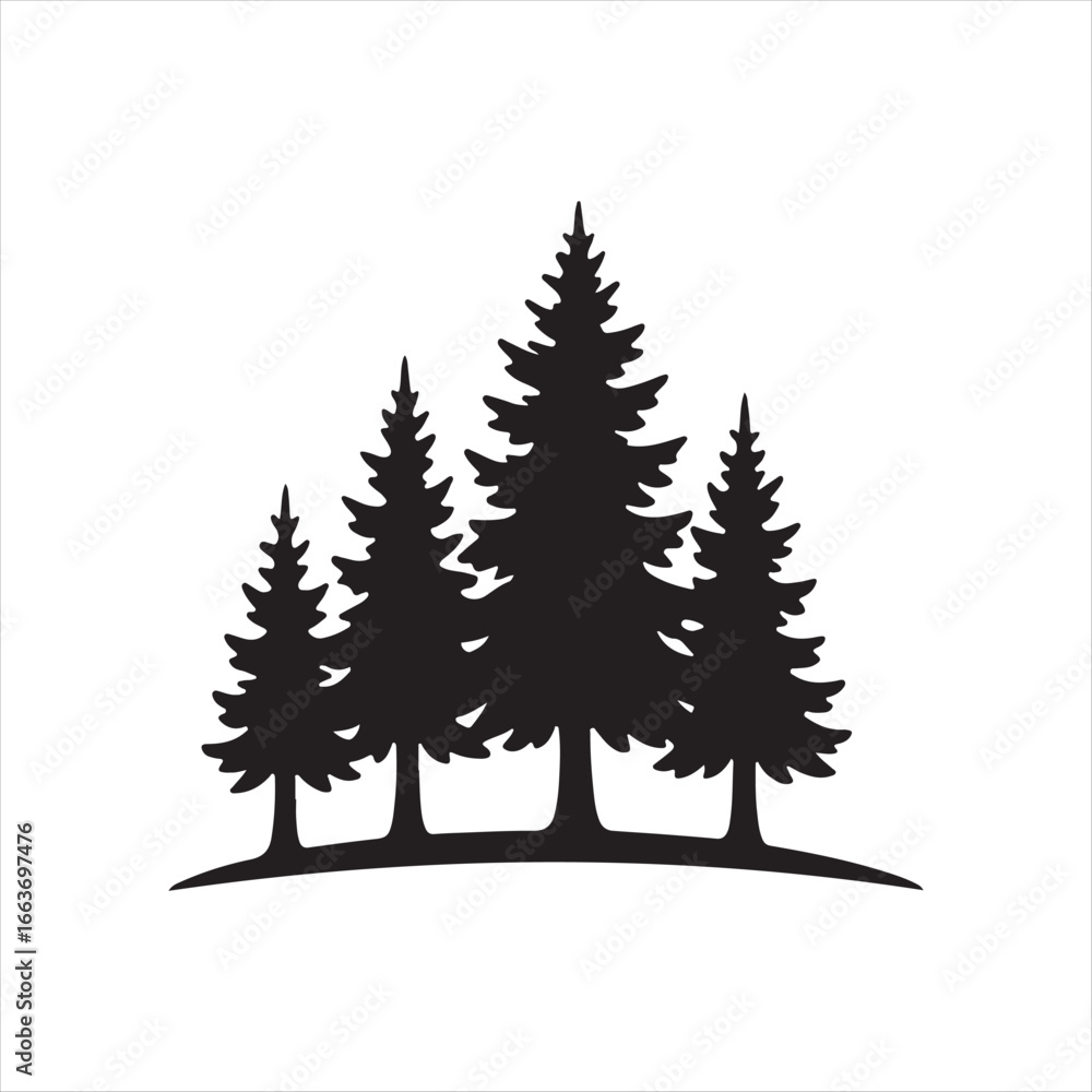 Fototapeta premium trees group vector silhouette clip art logo design illustration