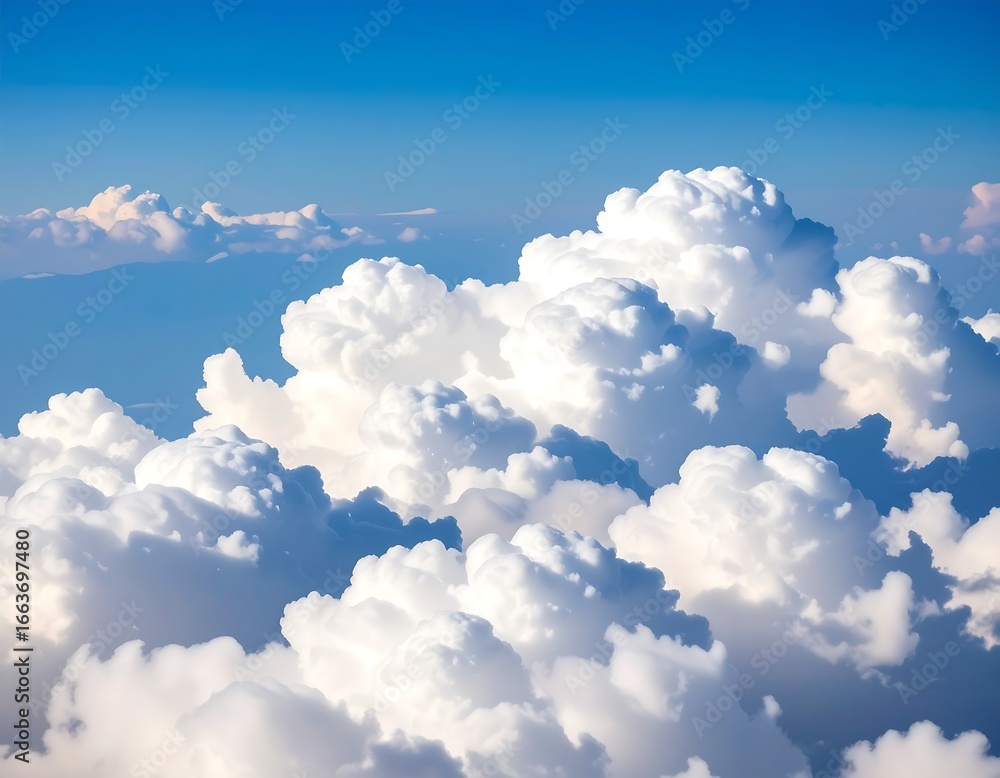 Naklejka premium Fluffy cloudscape viewed from above