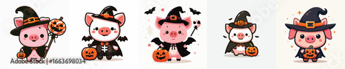 pig vector in Halloween costume