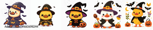 duck vector in Halloween costume