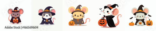 Halloween costumed mouse vector