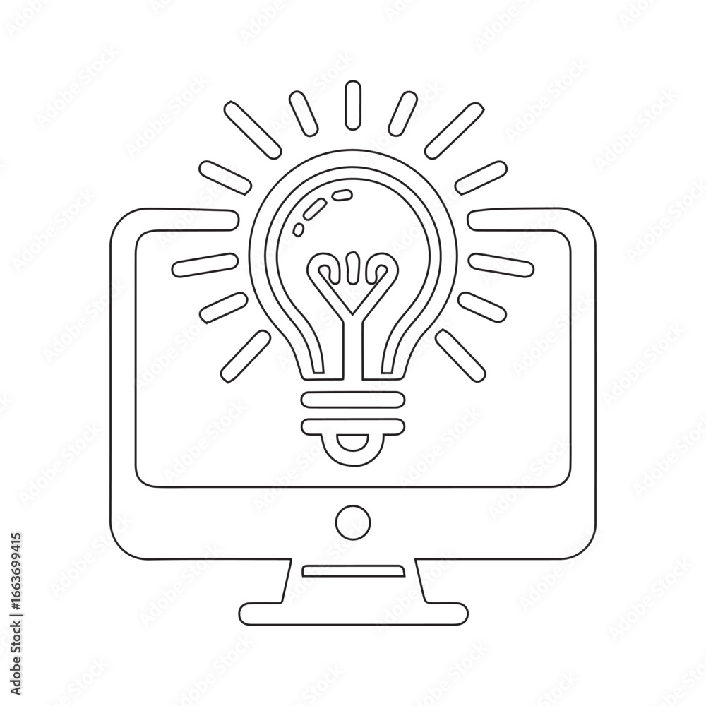 Fototapeta premium Desktop Monitor with Lightbulb Icon