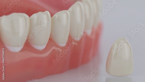 Dental Veneer and Teeth Restoration Concept for Perfect Smile Closeup