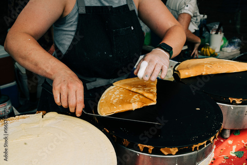 Street Vendor Making Crepes