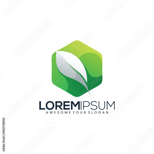 green leaf vector logo gradient color full color