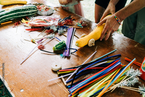 Kids Crafting Zucchini Cars