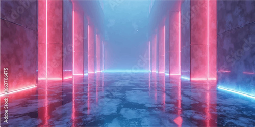 Blue sky abstract art with bright rays of light and glowing lines in a dark night space