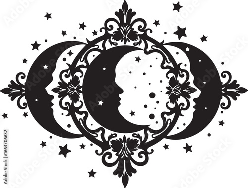 Celestial Moon & Sun Mandala Silhouette Collection