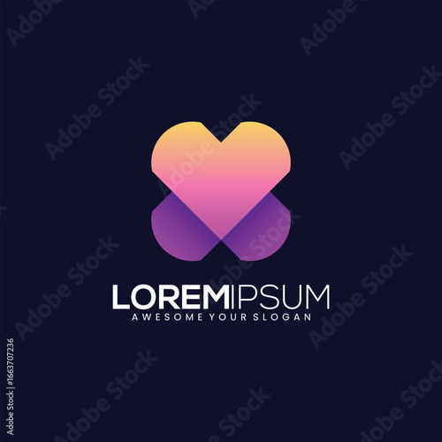 love vector logo with full color gradient color