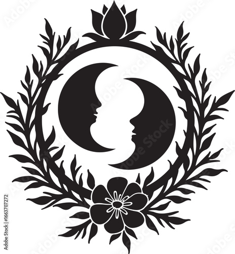 Triple Moon Goddess Floral Wreath