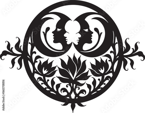 Triple Moon Goddess Floral Wreath
