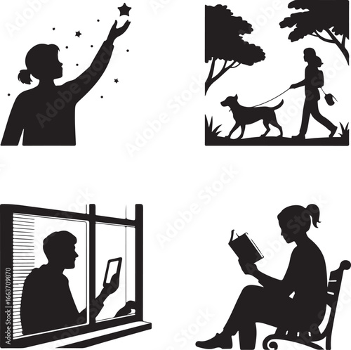 Silhouettes of Modern Life Activities & Dreams