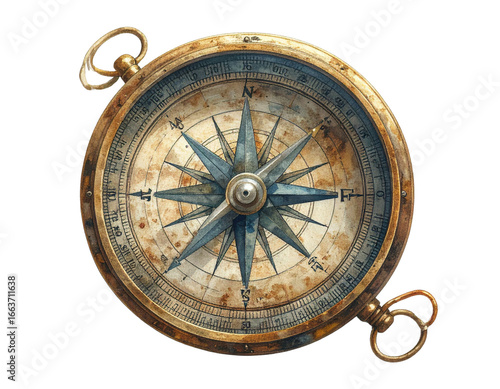 antique compass on a white background