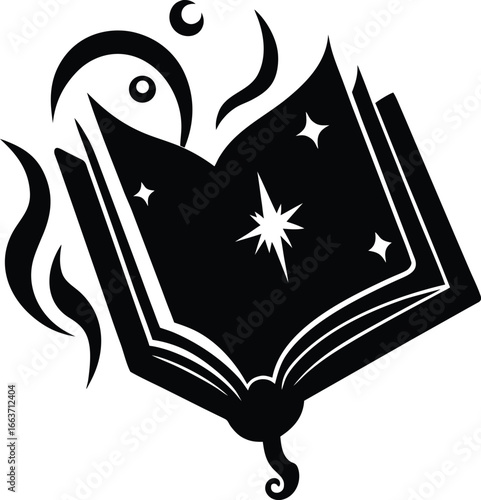 Mystical Tome of Knowledge an Enchanted Book with Celestial Markings a Symbolic Icon of Magic and Literacy for Fantasy Enthusiasts