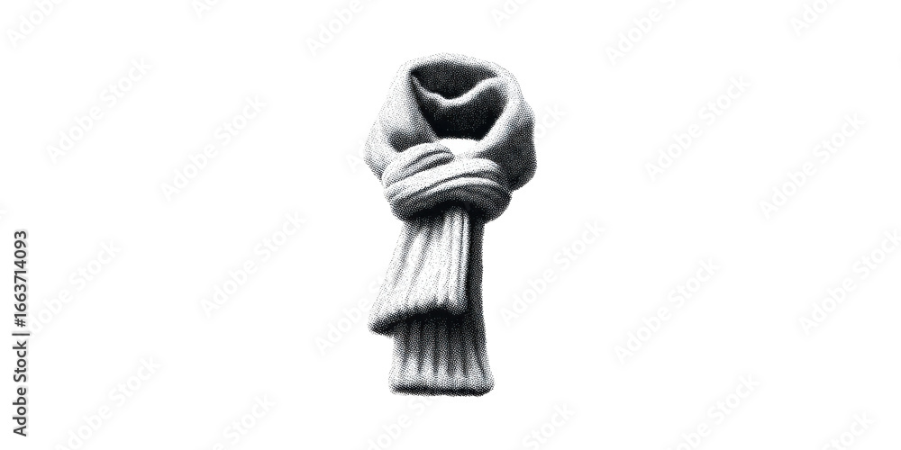 Obraz premium Knitted Scarf Tied In Knot. Winter Fashion And Warmth Isolated On Transparent Background