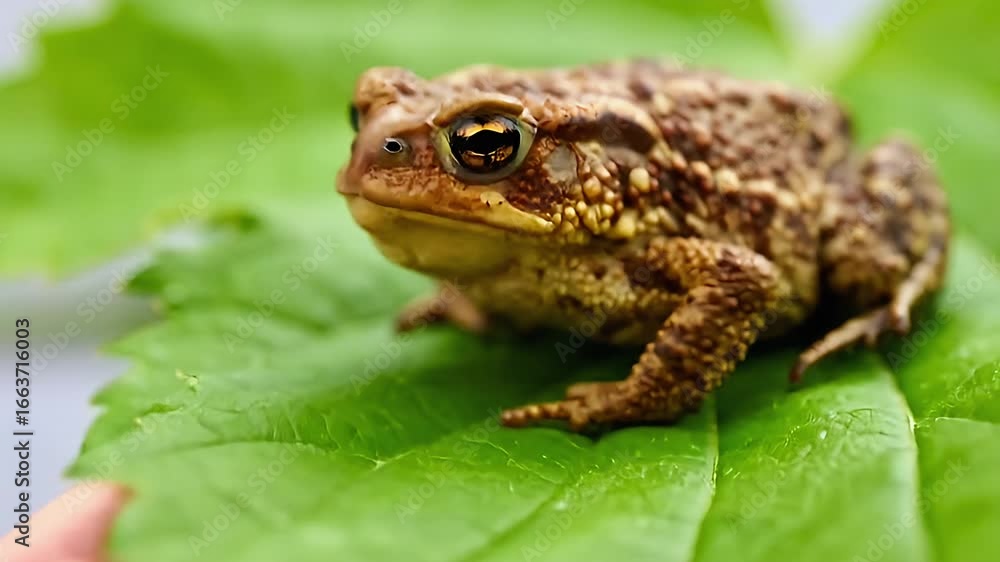 Toad on green leaf closeup nature Toad on green leaf closeup nature