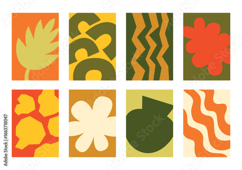 Collection of abstracts, designs, frames and backgrounds for creating posters, postcards and flyers. A colorful set of templates and simple decors for printing and design for a wedding, birthday, ect.