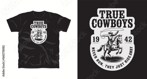 Western Cowboy vector graphic t-shirt design print, Cow boy typography t-shirt design
