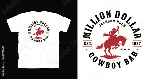 Western Cowboy vector graphic t-shirt design print, Cow boy typography t-shirt design