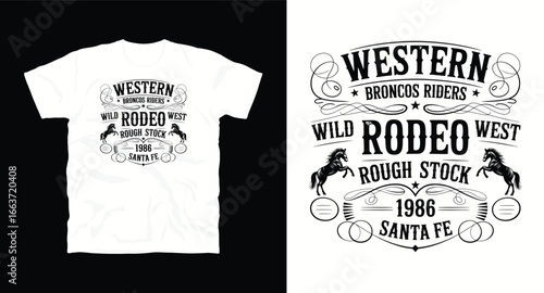 Western Cowboy vector graphic t-shirt design print, Cow boy typography t-shirt design