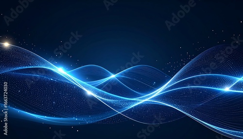 Abstract Blue Wave Design with Glowing Lines.