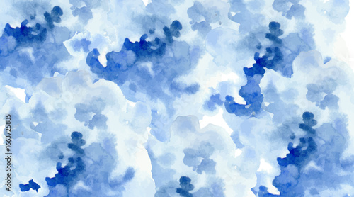 Abstract blue watercolour sky background with clouds and light atmosphere