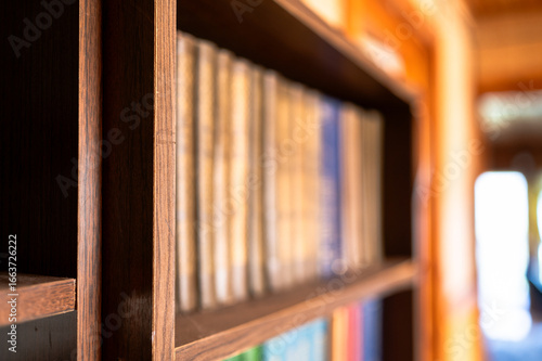 A bookshelf in bokeh