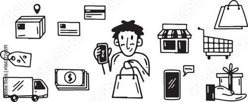 Cooking Vector Illustration – Chef Cartoon, Funny Character, Kitchen, Food, Culinary, Cute, Minimal, Flat, Outline, Icon, Drawing, Black and White, Creative, Symbol, Comic, Design, Happy, Modern