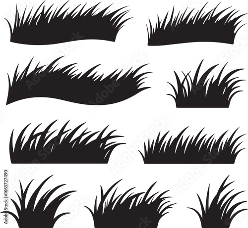 Black grass silhouettes blades green