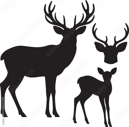 Majestic deer family silhouette stag fawn