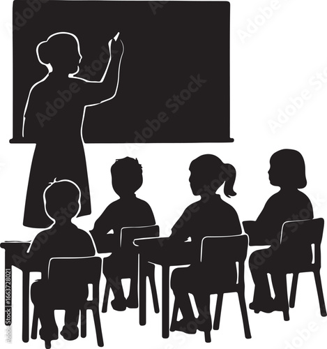 Teacher instructing students at desks classroom learning