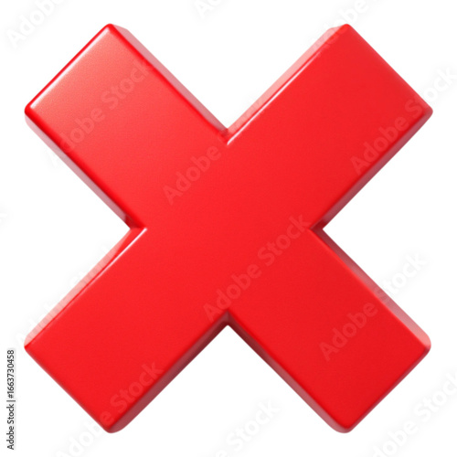 A glossy red x mark isolated on a black background indicating error or cancellation symbol sign created with generated ai