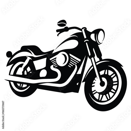 Stylized monochrome drawing of a classic motorcycle in side view