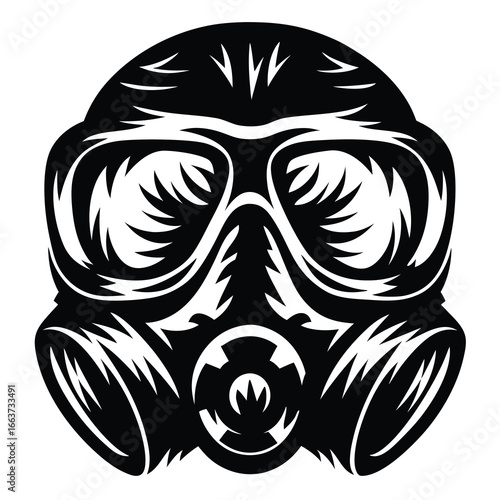 Monochrome Gas Mask Design with Ornamental and Intricate Stylistic Elements