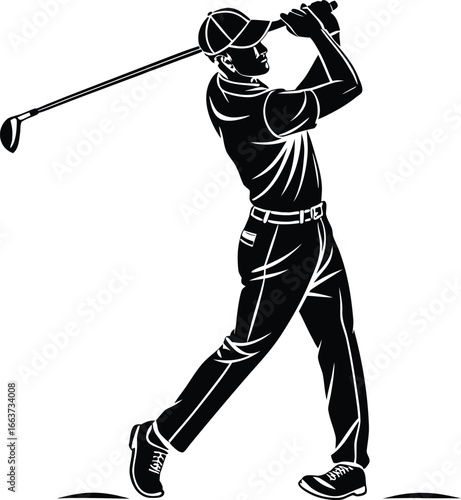 golfer silhouette, golf player vector, golf swing silhouette, golf clipart