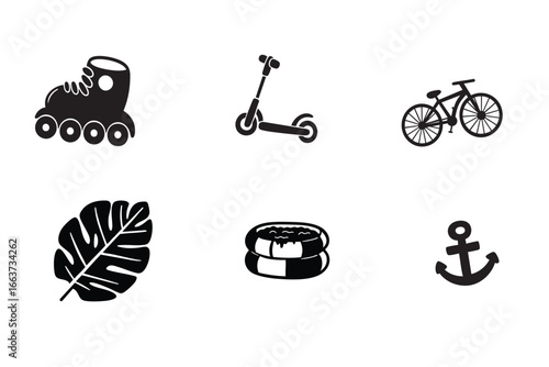 Lifestyle Icons – Transport, Sports, Leisure, Travel, and Nature Symbols