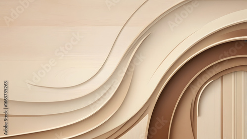 Minimalist abstract paper-cut design with layered beige tones and smooth gradients for classy layouts