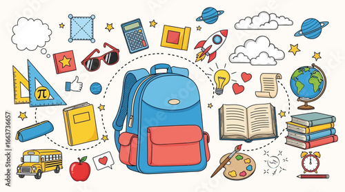 Back to school and childhood vector illustration