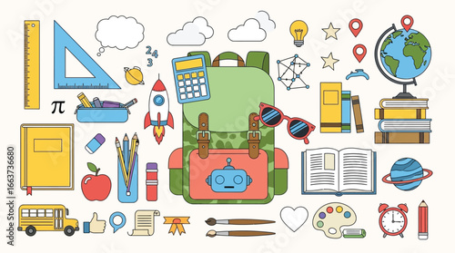 Back to school and childhood vector illustration