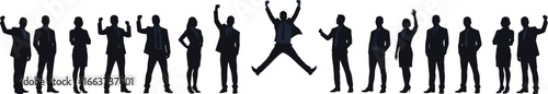 CAD Diverse business team silhouettes celebrating success and unity, ccorporate collaboration, professional teamwork, office environment