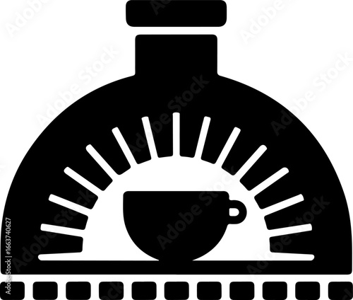 Elegant black silhouette vector icon of a traditional cooking pot with a distinctive conical lid, perfect for culinary and kitchen design themes on a clean white background