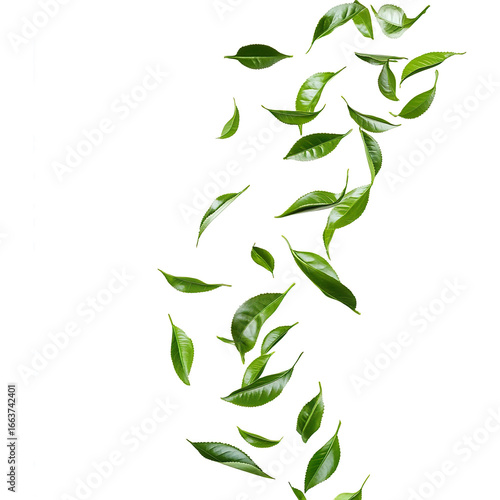 tea leaves flying in air  isolated on transparent background