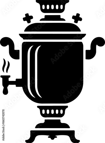 Elegant Silhouette of a Traditional Russian Samovar for Tea Preparation
