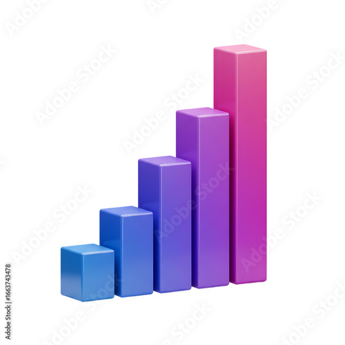Free Download 3D Bar Chart Growth Graph On Isolated Transparent Background - GFXLoad