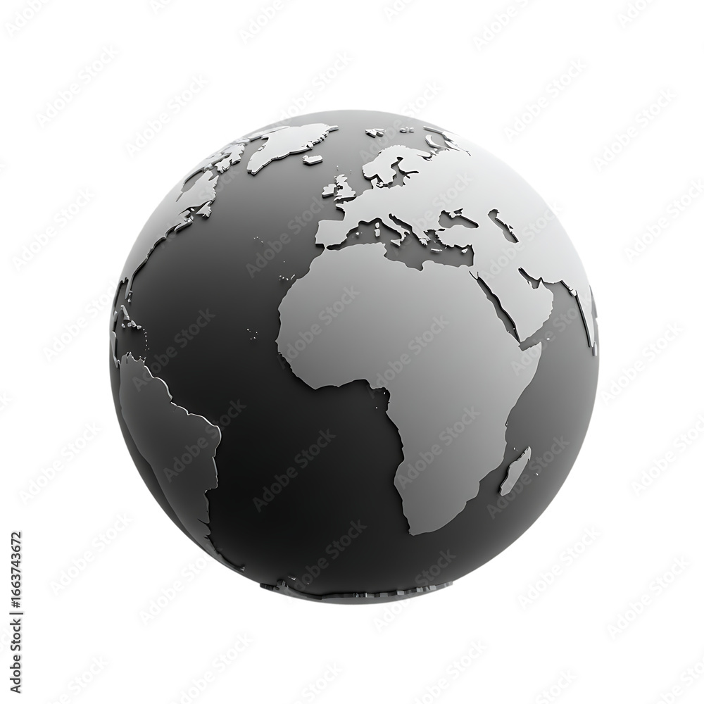 Obraz premium 3D Planet Earth Globe With Continents On Transparent Background