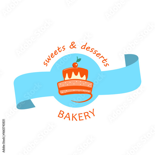 Cake logo, Sweets and desserts logo, cake shop logo, cake bakery logo. Vector template
