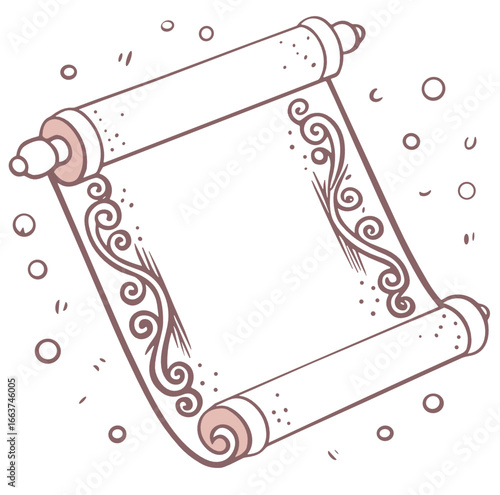 Decorative vintage scroll with ornate design and blank space  